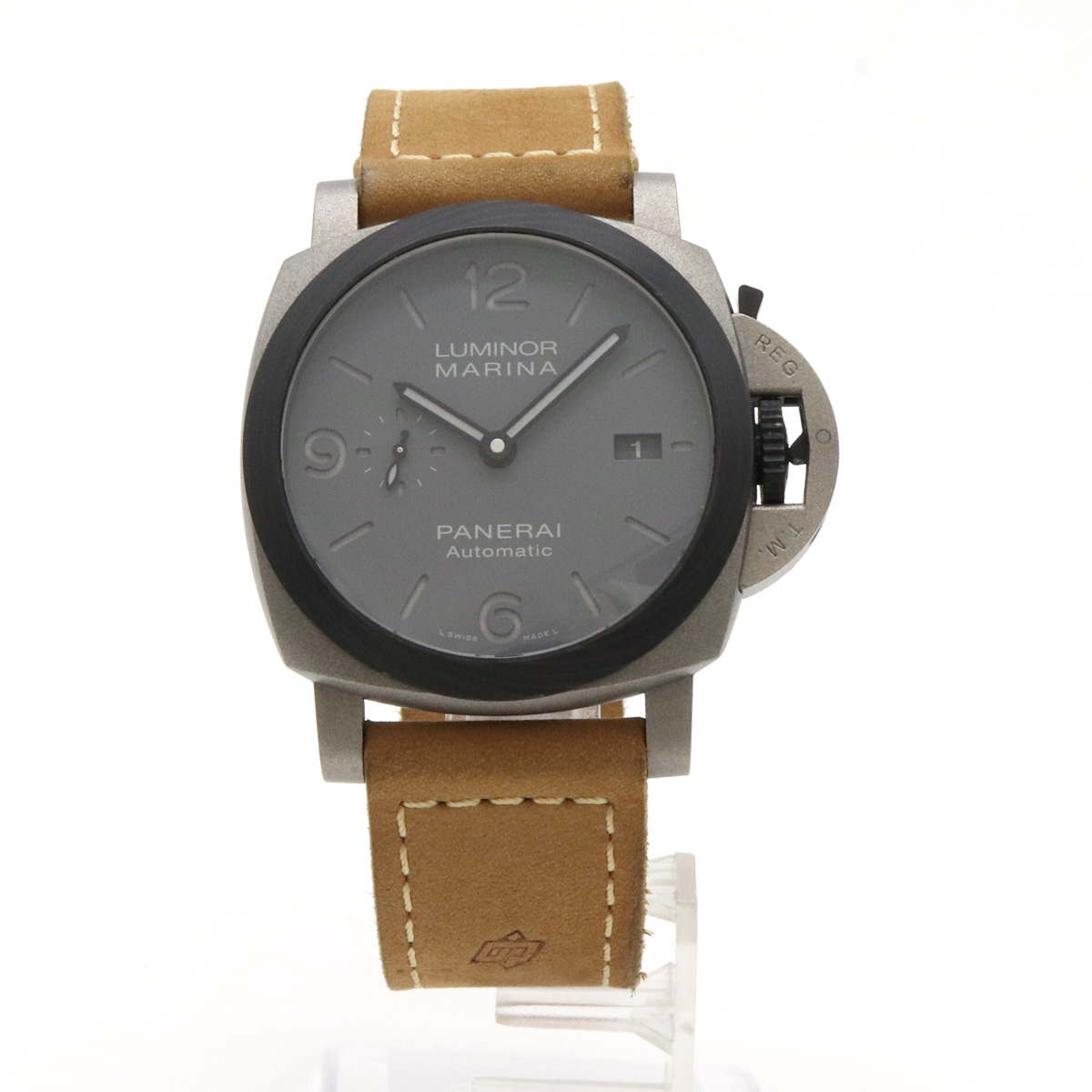 PANERAI パネライ ルミノールマリーナ トゥットグリージョ チタン カーボテック グレー文字盤 メンズ AT オートマ 替えベルト２本付き