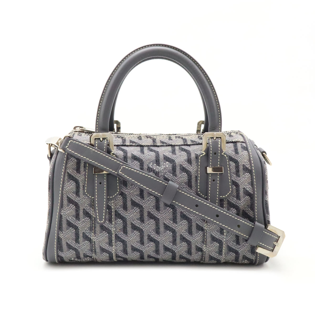 GOYARD ゴヤール クロワジュール ハンドバッグ ミニボストンバッグ 2WAY ショルダーバッグ ヘリンボーン柄 限定品 キャンバス グレー ホ